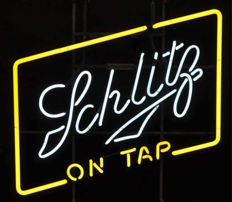 Appraisal: Schlitz Rhomboid On Tap Neon Sign Description s White and