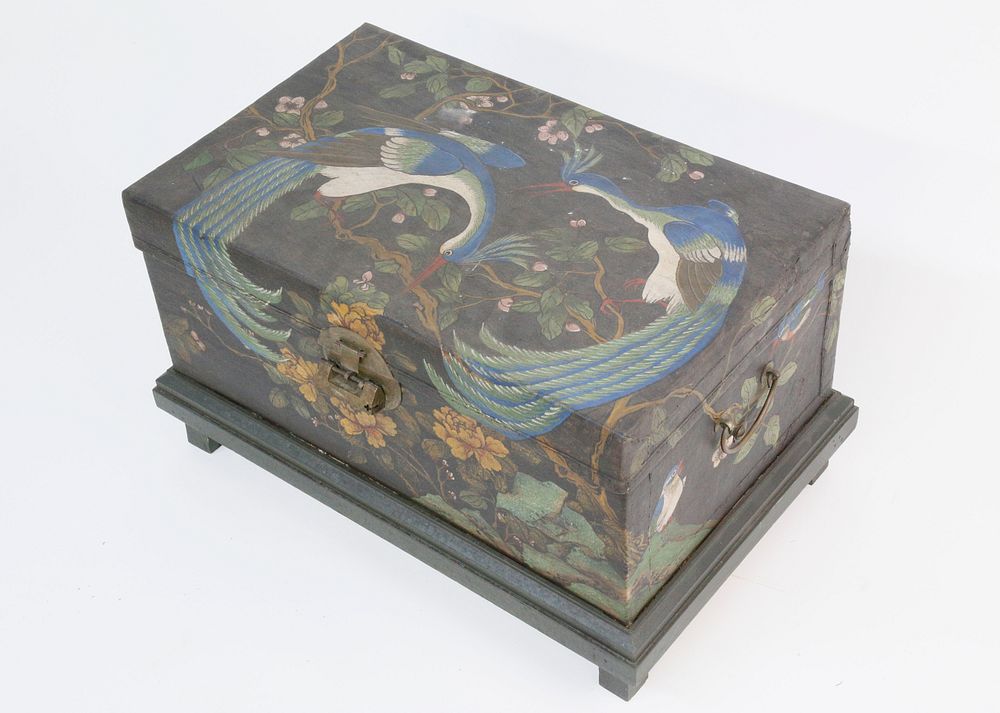 Appraisal: Chinese Decorated and Stitched Leather Trunk th Century th Century