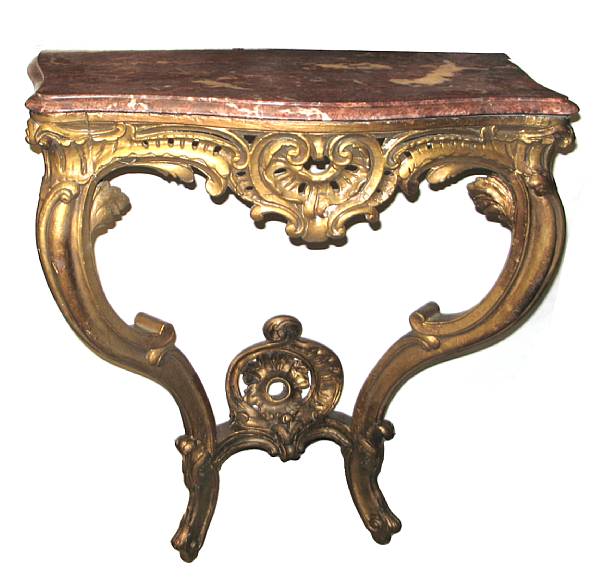 Appraisal: A Louis XV style console th century with marble top