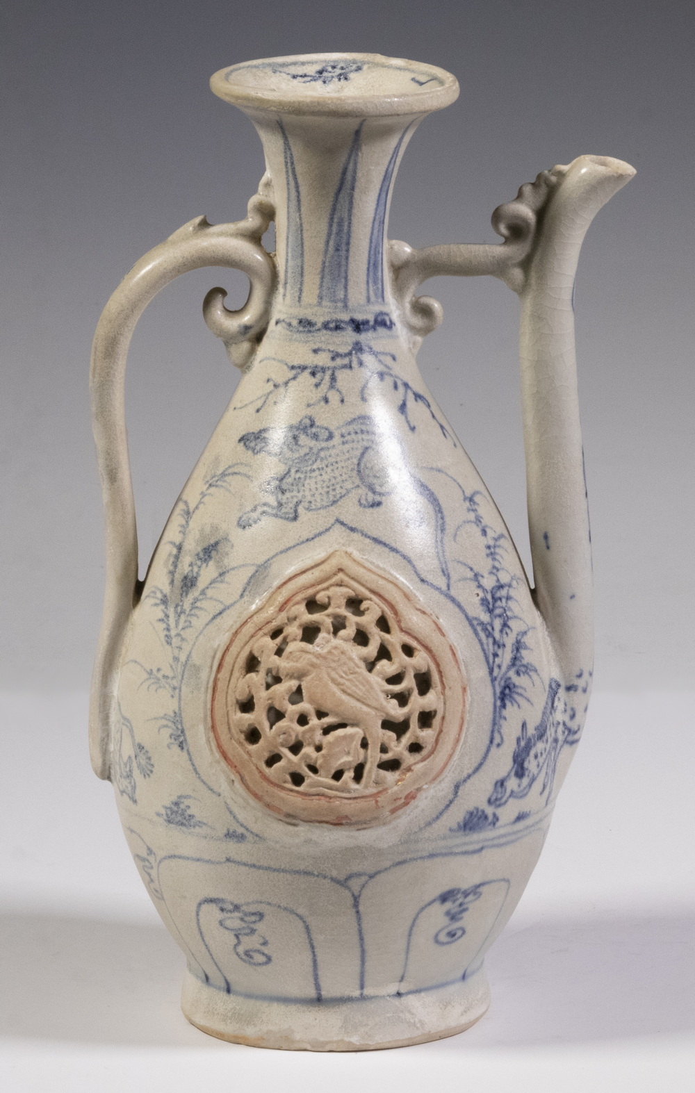 Appraisal: RARE ISLAMIC FORM TH C VIETNAMESE BLUE WHITE EWER FROM