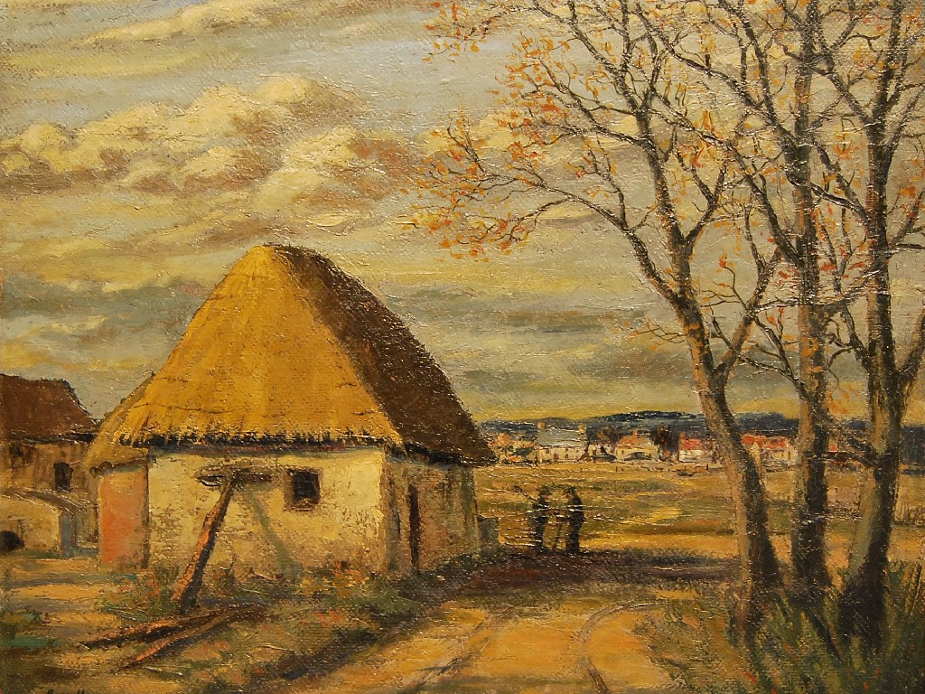 Appraisal: Oil on canvas not board Bissill - Thatched store Hampshire