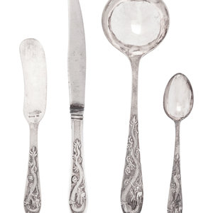 Appraisal: A Chinese Export Silver Teh Ling Flatware Service First Half