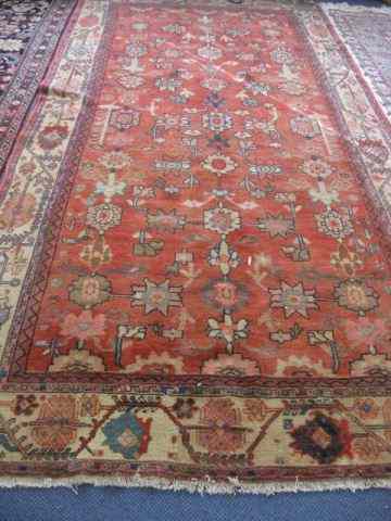 Appraisal: Mahal Persian Handmade Rug stylized floral on salmon ' ''