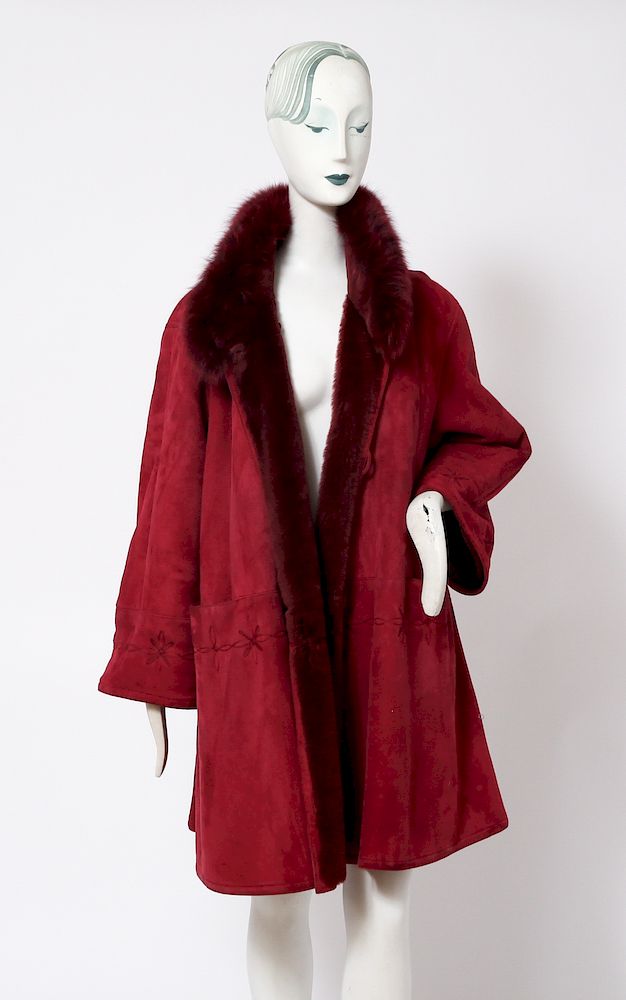 Appraisal: Christia by Hanak Burgundy Suede Fur Jacket Christia by Hanak