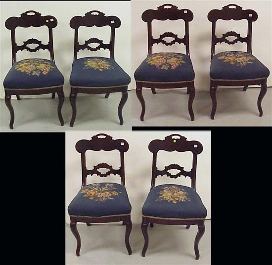 Appraisal: Six th C side chairs mahogany and mahogany veneer with