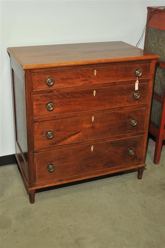 Appraisal: CHEST OF DRAWERS Walnut with curly maple trim and mortis