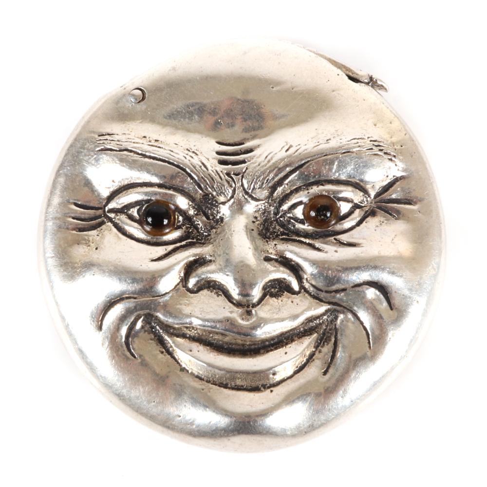 Appraisal: FIGURAL SILVER MAN IN THE FULL MOON FORM MATCH SAFE