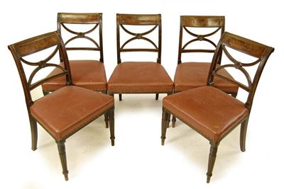 Appraisal: A set of five early th century mahogany side chairs