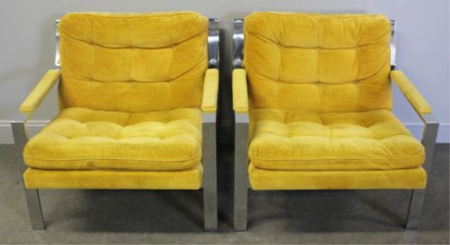 Appraisal: Pair of CY Mann Midcentury Chromed Steel Chairs USA 's