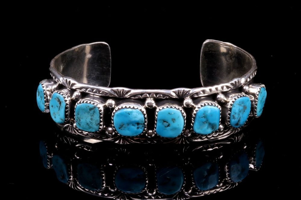 Appraisal: Navajo Sterling Silver Turquoise Bracelet Featured in this lot is