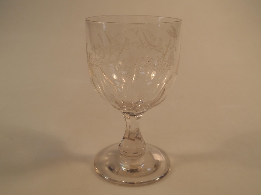 Appraisal: A Victorian goblet the bowl inscribed Rev'd Alexander Stewart engraved