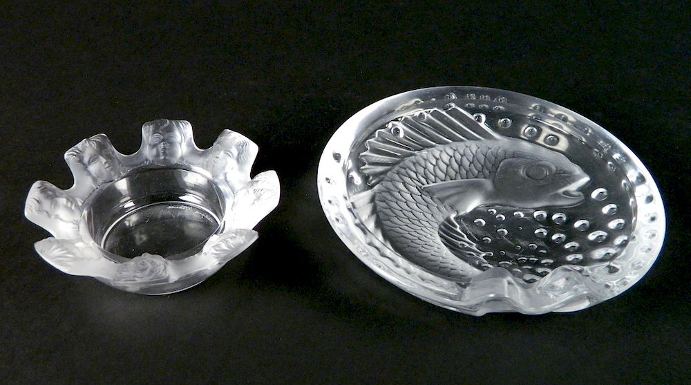 Appraisal: Lalique glass ashtrays Lalique glass ashtrays both signed Lalique France