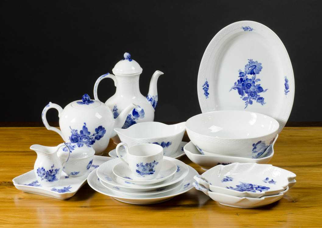 Appraisal: ROYAL COPENHAGEN BLUE FLOWERS ASSEMBLED SET pieces including the Braided