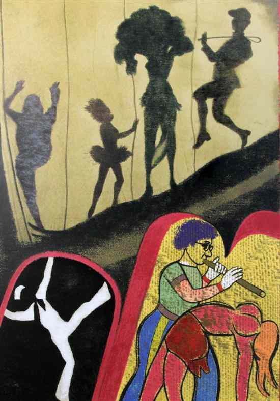 Appraisal: Ronald Brooks Kitaj American - screenprint Pipe player and circus