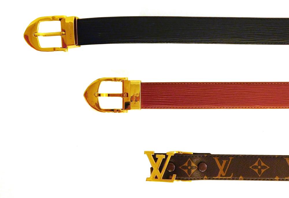 Appraisal: VINTAGE CLOTHING Three Louis Vuitton belts all details include one