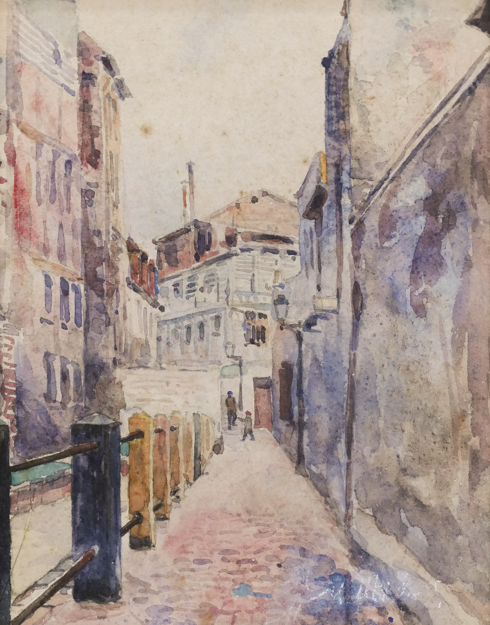 Appraisal: Maurice Utrillo - French Untitled Street Scene Watercolor on Paper