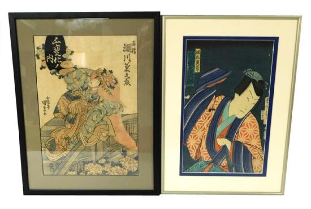 Appraisal: ASIAN Two Japanese woodblock prints depicting Kabuki actors including one