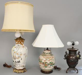 Appraisal: Group of three Asian table lamps to include a Japanese