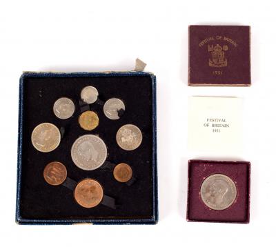 Appraisal: A set of George VI Festival of Britain coins boxed