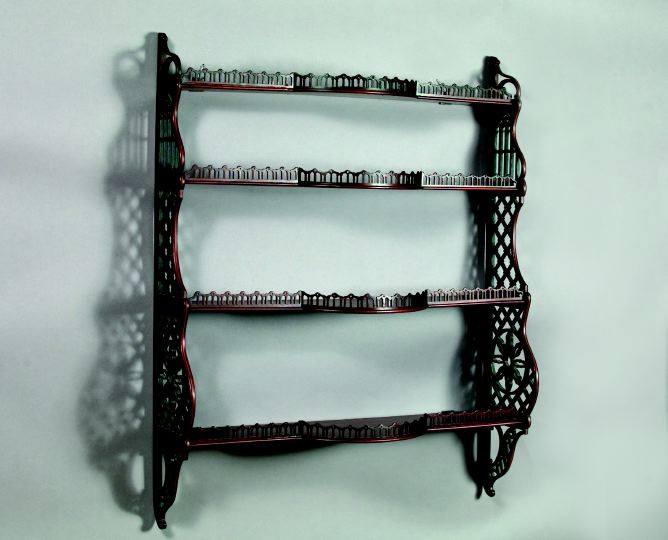 Appraisal: Pair of Chippendale-Style Mahogany Hanging Shelves early th century fitted