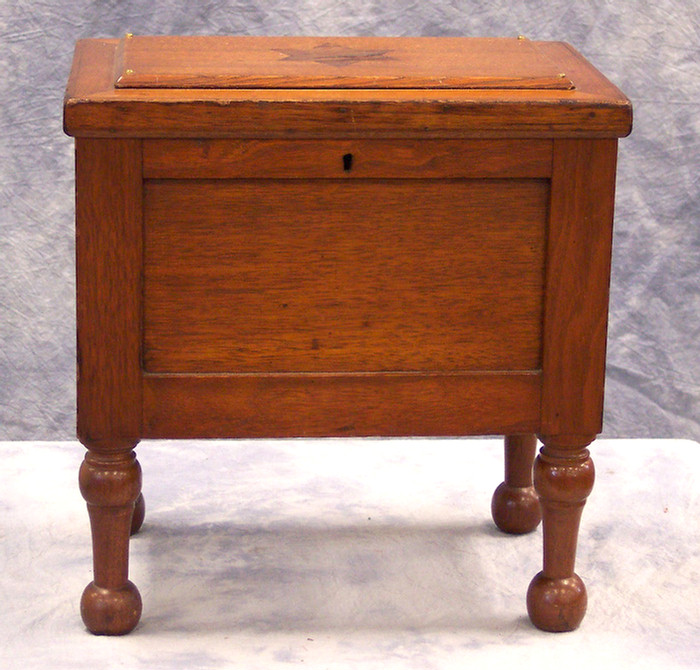 Appraisal: Walnut lift lid sewing box with tray insert lid with