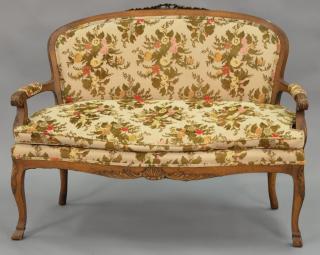 Appraisal: Louis XV style love seat wd in Louis XV style