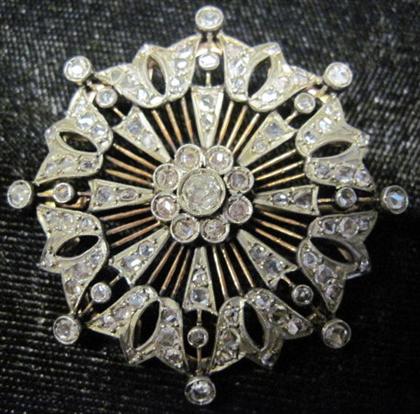 Appraisal: Platinum topped yellow gold diamond broochvictorian