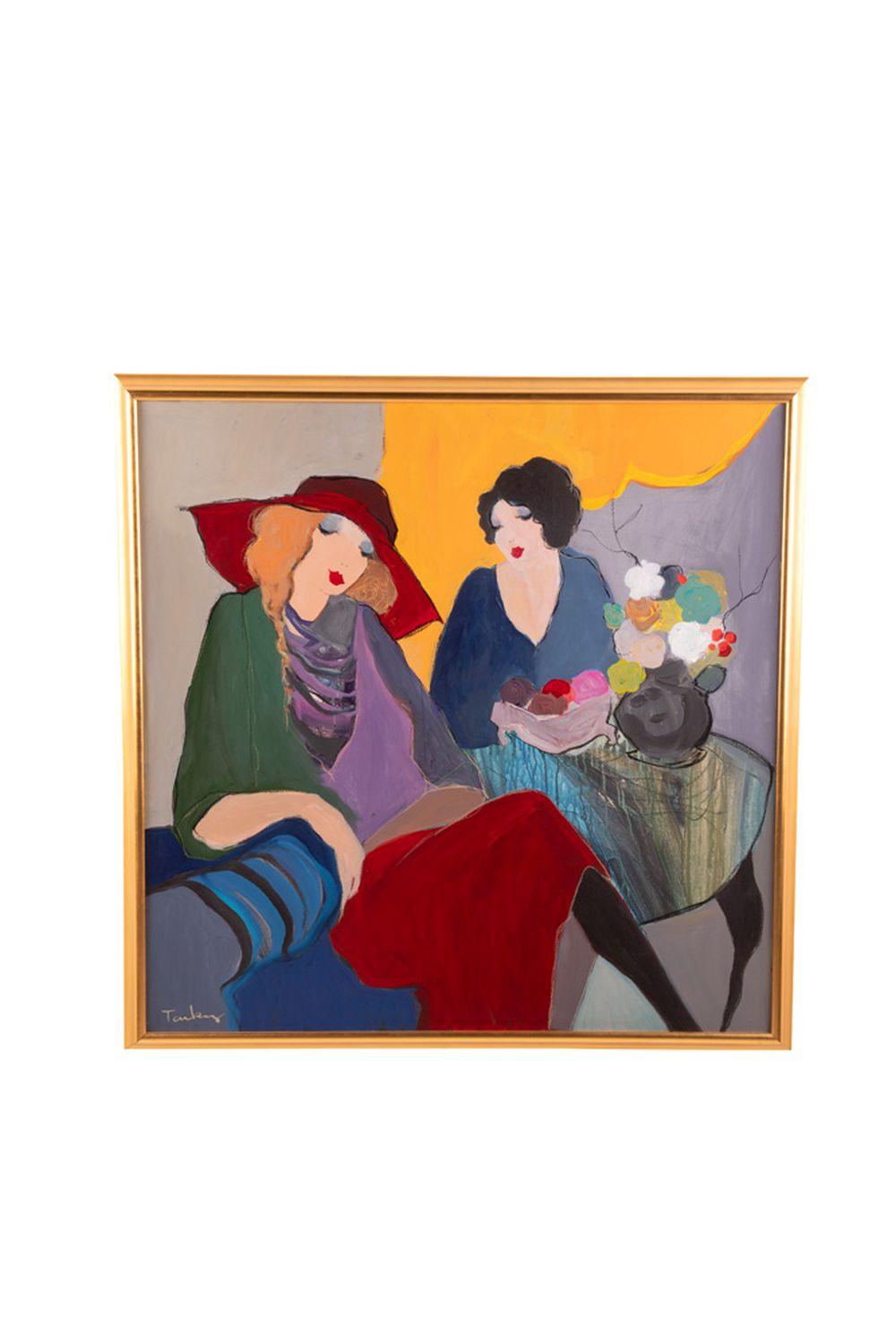 Appraisal: ITZCHAK ISAAC TARKAY UNTITLED TWO WOMEN oil on canvas signed