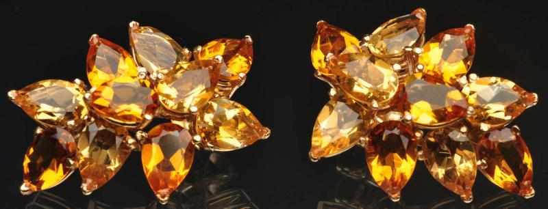 Appraisal: Pair of K Y Gold Citrine Pierced Earrings Condition Excellent