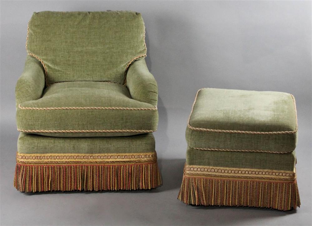 Appraisal: SHERRILL SILK CHENILLE UPHOLSTERED SWIVEL CLUB CHAIR WITH MATCHING OTTOMAN