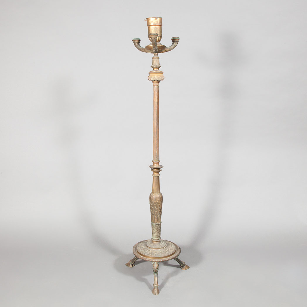 Appraisal: Empire Style Gilt-Bronze Floor Lamp The tapering fluted columnar and