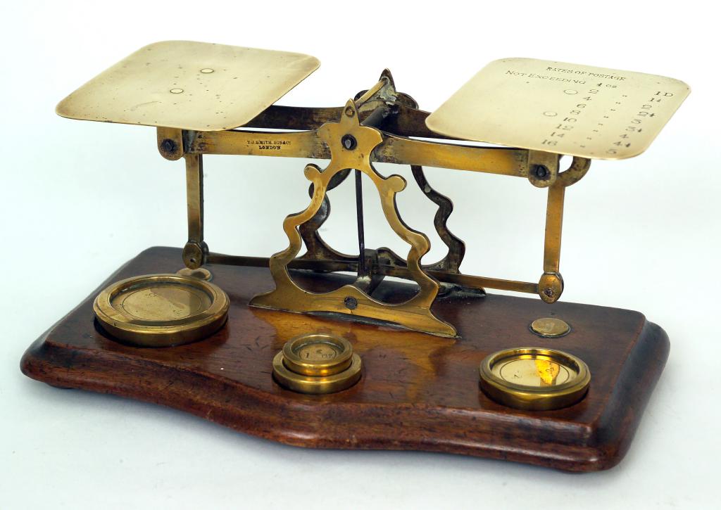 Appraisal: T J SMITH SON CO BRASS POSTAL SCALES c with