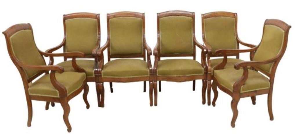 Appraisal: lot of French Louis Philippe period walnut armchairs mid th