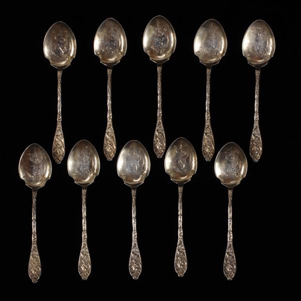 Appraisal: Ten French Art Nouveau Maillard Freres Vazou sterling silver-gilt spoons