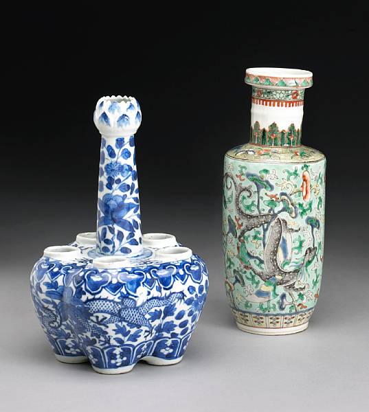 Appraisal: Two porcelain vases Late th Century The first blue and