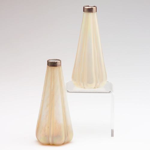 Appraisal: LOETZ Attr Pair of lobed tapered opalescent glass vases with