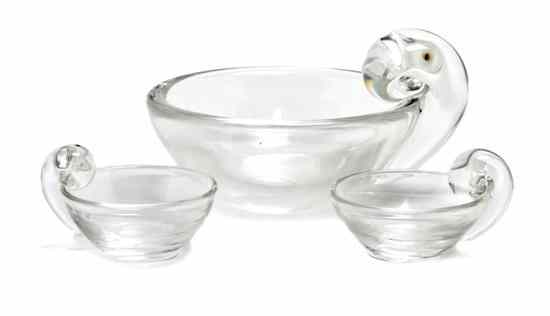 Appraisal: Three Steuben Glass Olive Bowls each of graduated circular form