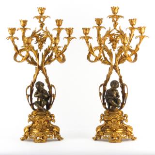 Appraisal: Pair of th Century Louis XV Style Seven Arm Gilt