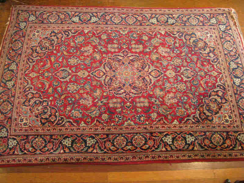 Appraisal: Oriental Area Rug Kashan ca s red field with center