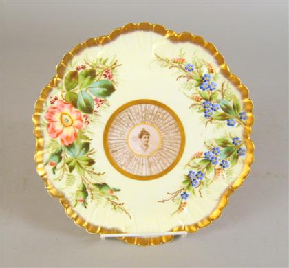 Appraisal: Porcelain painters' plate Of circular form with floral decoration and