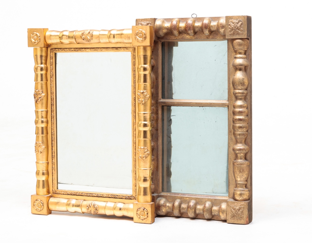 Appraisal: Mid th century Empire gilt mirror with applied half turnings