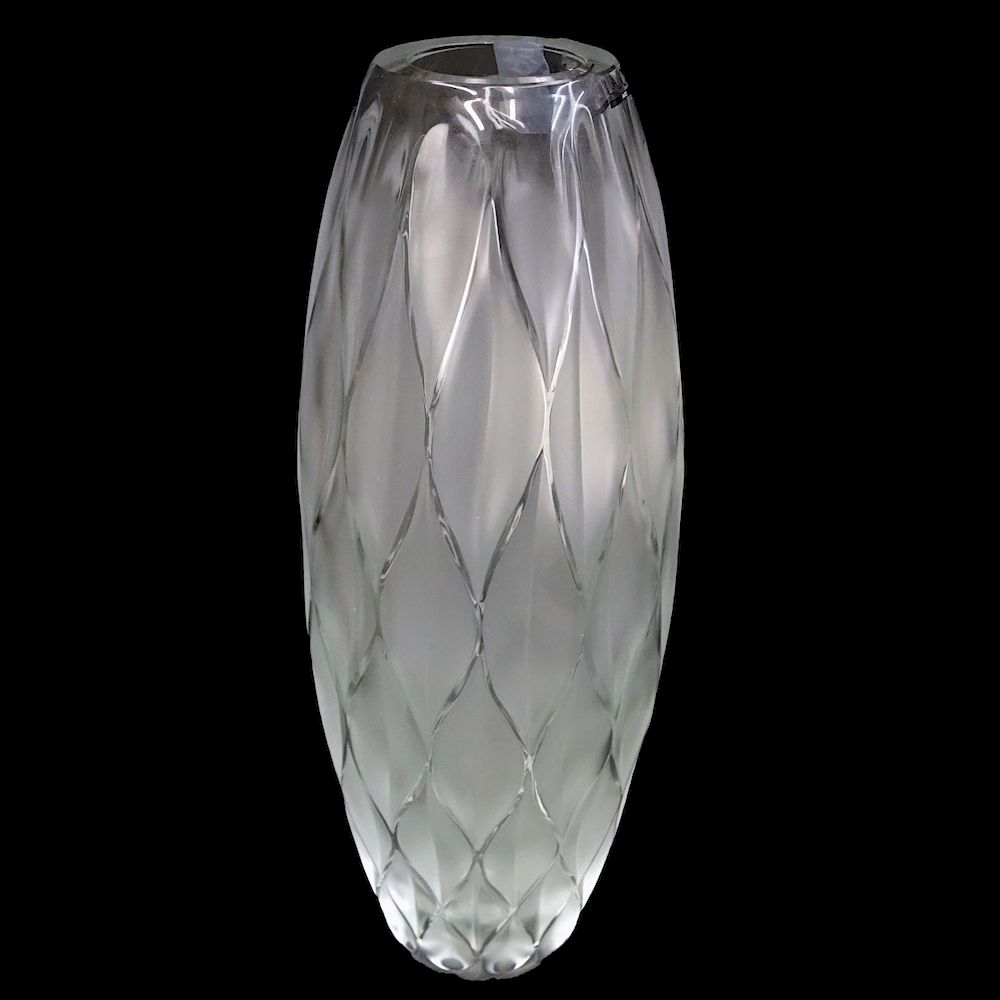 Appraisal: Lalique Vibration Frosted Crystal Vase Lalique Vibration Frosted Crystal Vase