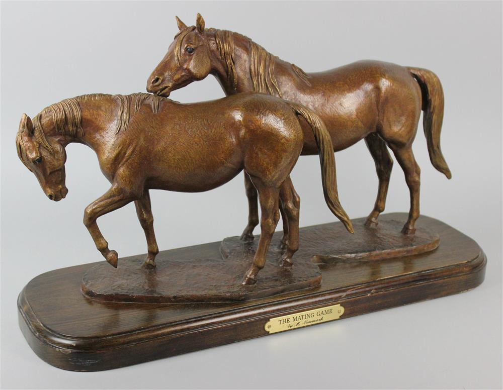 Appraisal: MARILYN NEWMARK THE MATING GAME PATINATED METAL HORSE GROUP inscribed