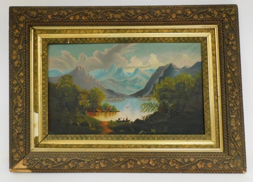 Appraisal: TH CENTURY HUDSON RIVER SCHOOL OIL PAINTING ONcanvas lake and