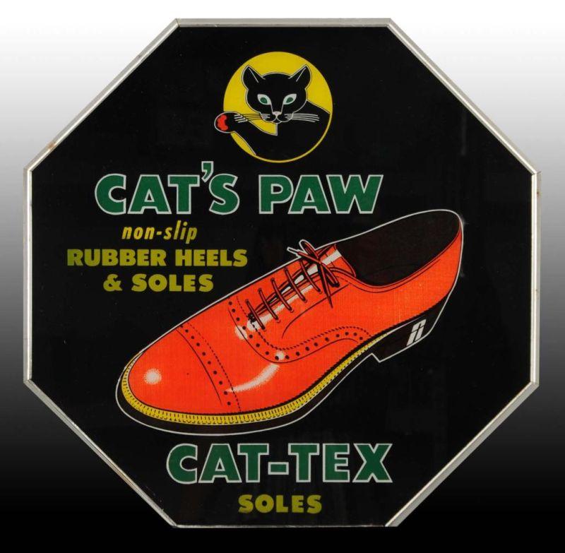 Appraisal: Cat-Tex Rubber Heels Soles Glass Metal Sign Description Circa s