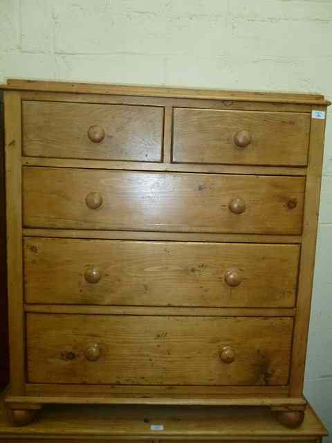 Appraisal: A PINE CHEST of two short and three long drawers