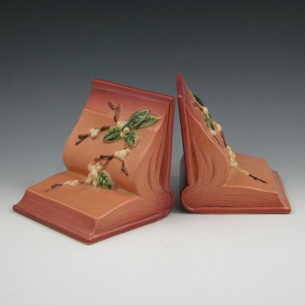 Appraisal: Roseville Snowberry bookends in pink and mauve Marked Roseville USA