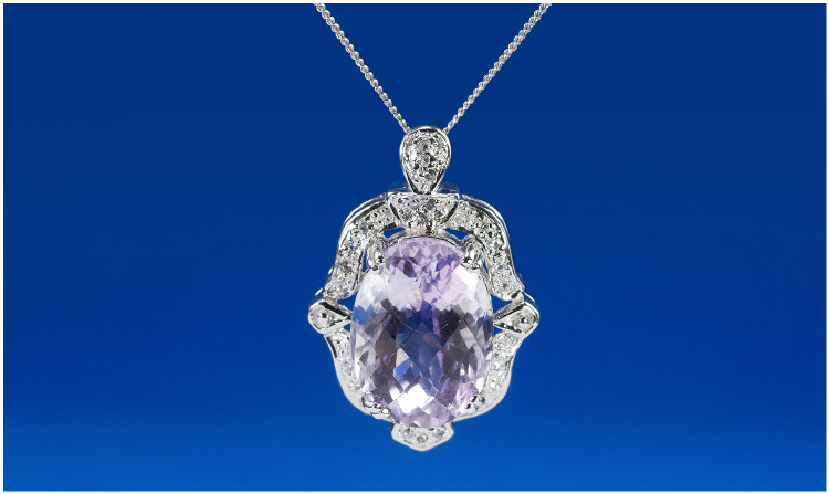 Appraisal: ct White Gold Amethyst Pendant Set With a Large Central