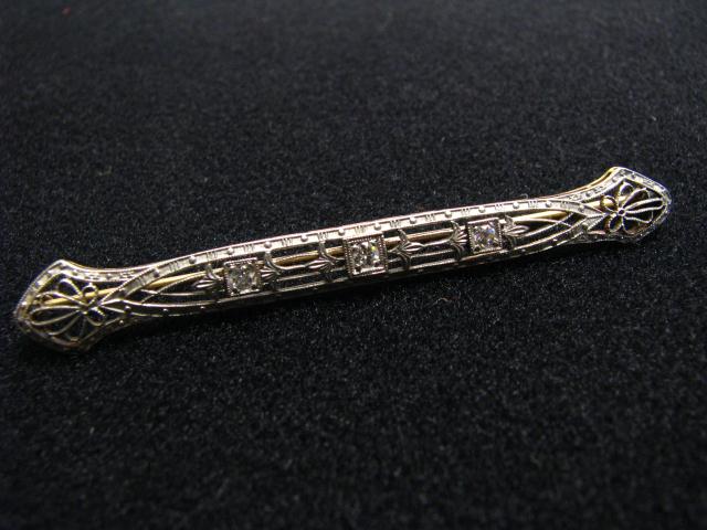 Appraisal: Antique Style K Two Tone Filigree Gold Bar Pin with