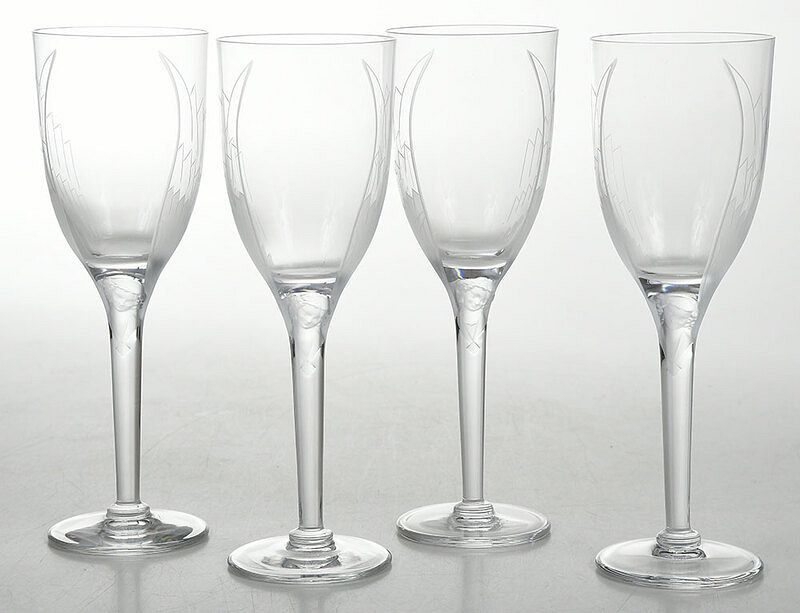 Appraisal: Set of Eight Lalique Angel Champagne Flutes French th century